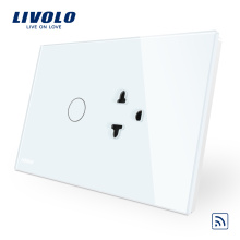 Livolo US / AU Conmutador de interruptor táctil estándar con panel de vidrio de cristal blanco VL-C9C1EAR-11